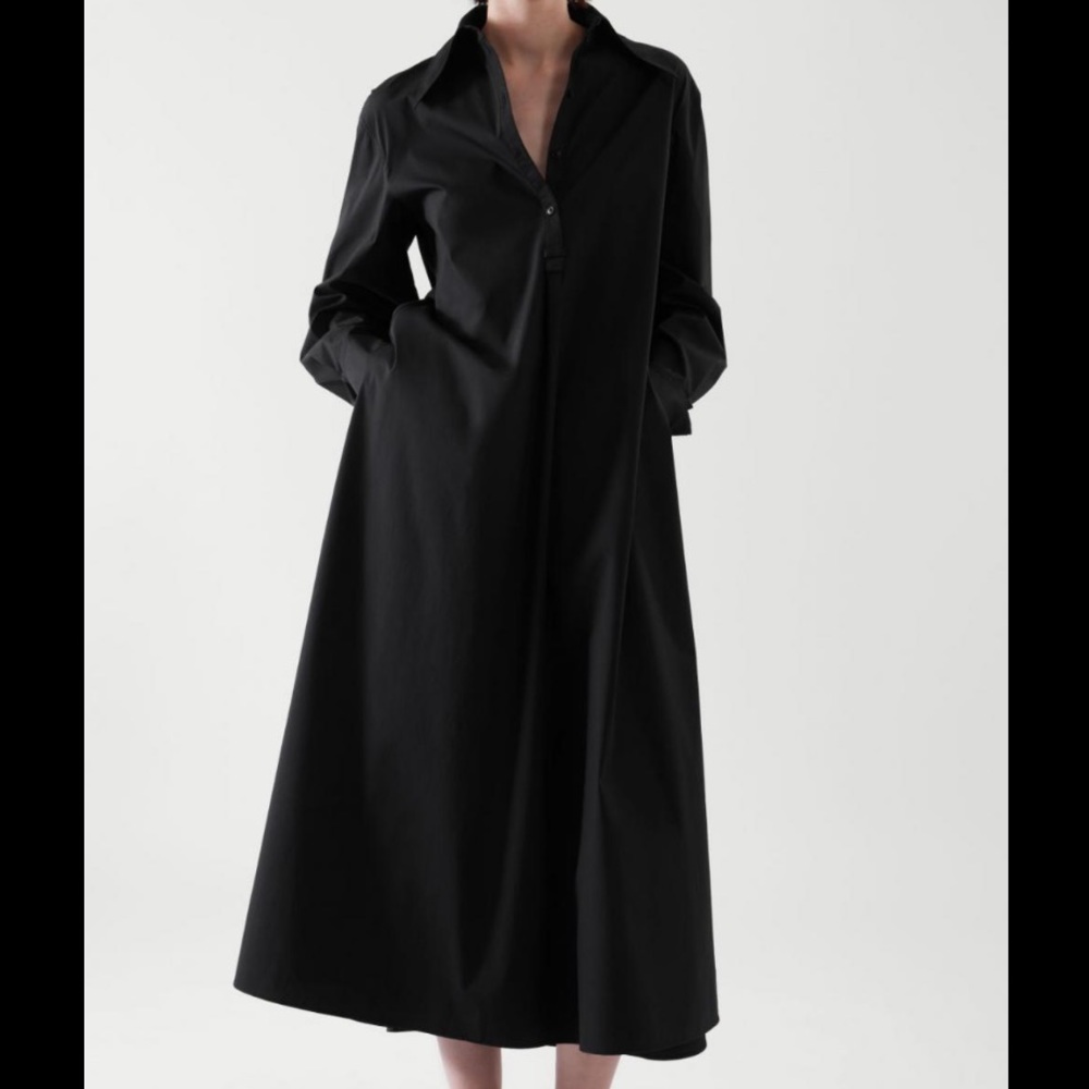 COS black relaxed fit midi dress